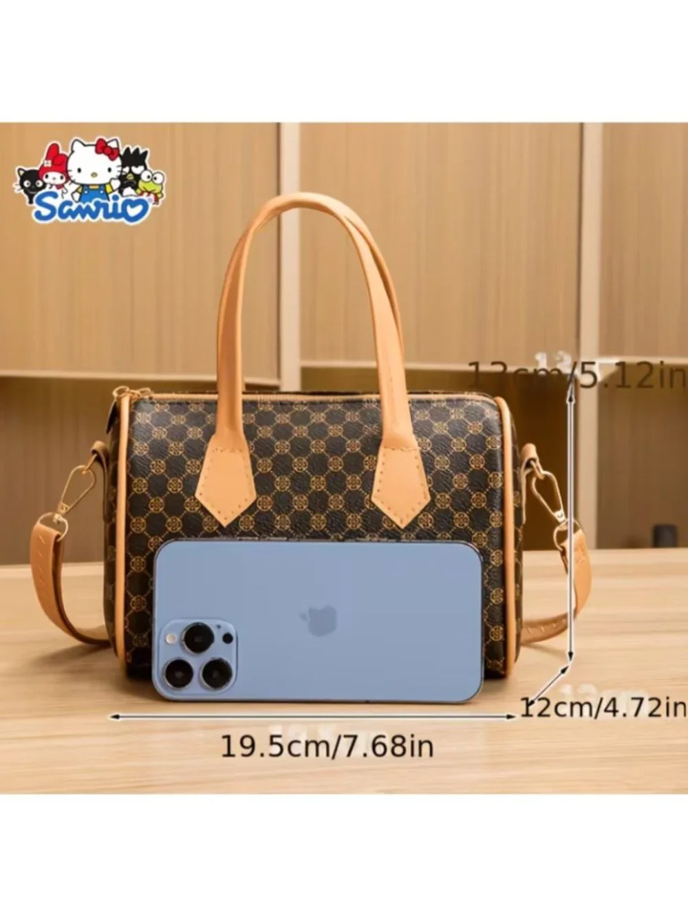 Sanrio Hello Kitty Vintage Color‑Block Boston Tote Kawaii Top‑Handle & Crossbody